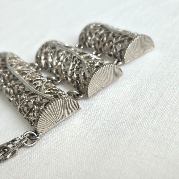 VTG LUCIEN PICCARD Silver Statement Necklace Large - Picture 10 of 11